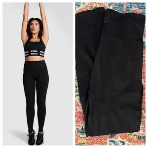 NWT Black Victoria’s Secret PINK Active seamless workout leggings w/contour
